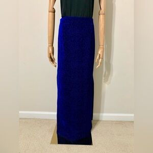 Royal Blue Patterned Velvet Skirt
